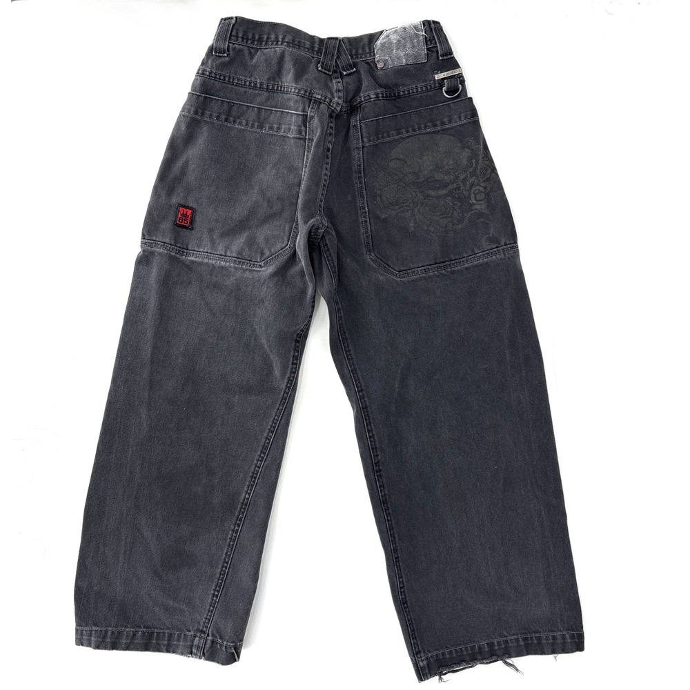 Vtg Jnco Jeans‎ Mens 28x28 Faded Black Baggy 90s Crown Skull Y2K Wide Leg